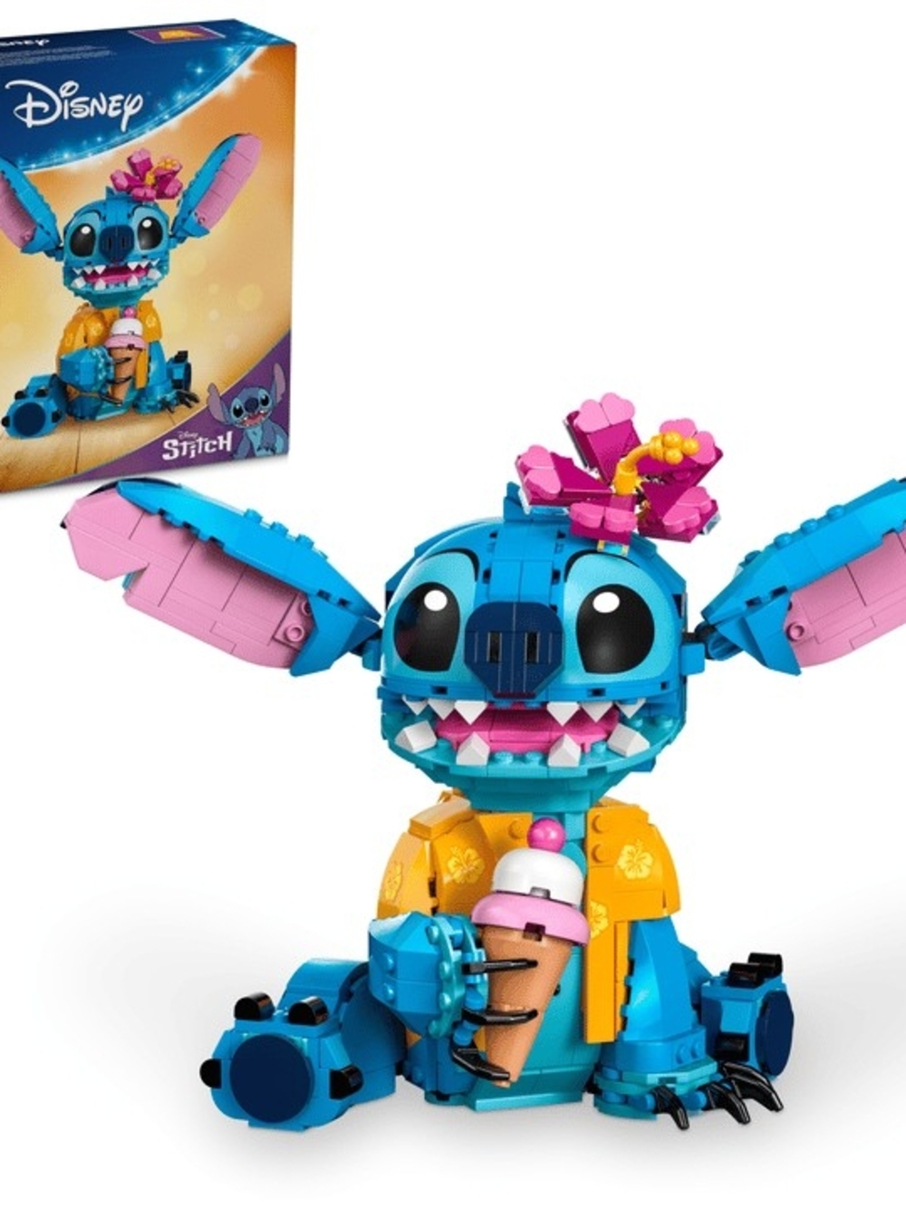 Disney Buildable Stitch Figure in Blue and Pink with Yellow Shirt